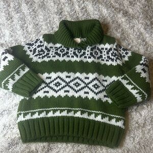 3T knit olive green patterned crewneck sweater toddler, Joe